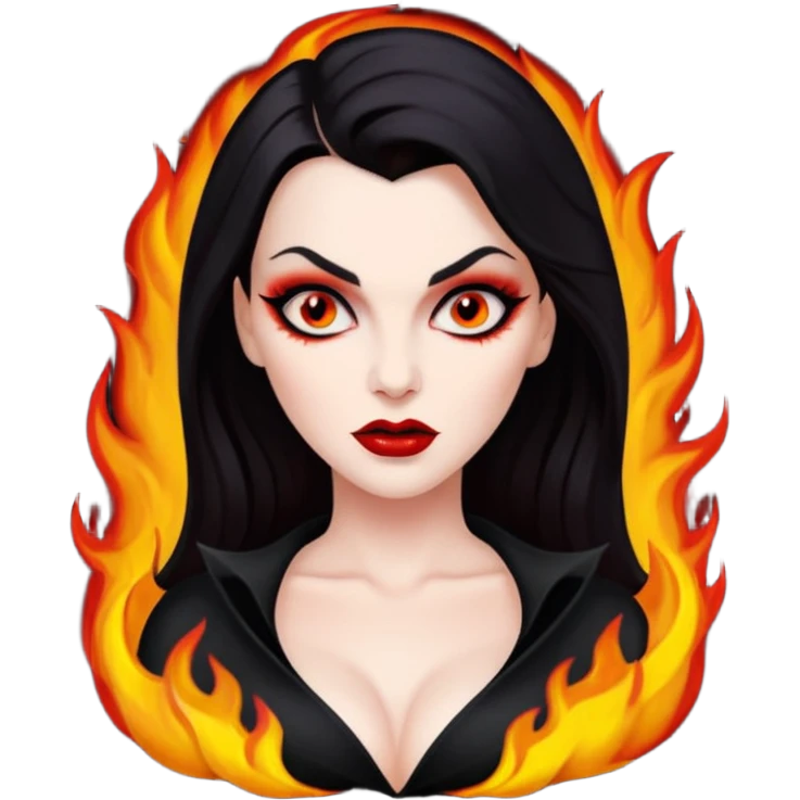 Vampira mulher bonita sexy pegando fogo emoji