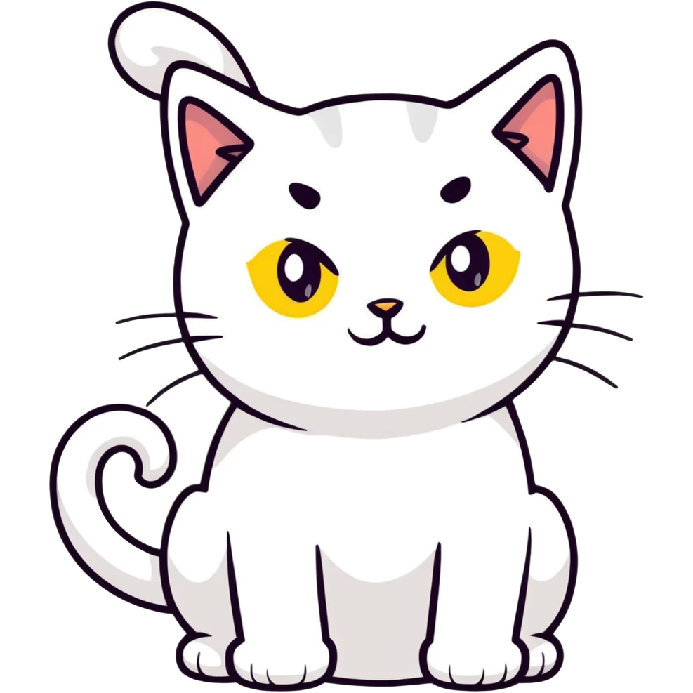 White cat with yellow eyes emoji