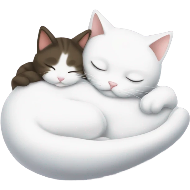 White kitty sleeping on brunette white girl's lap emoji