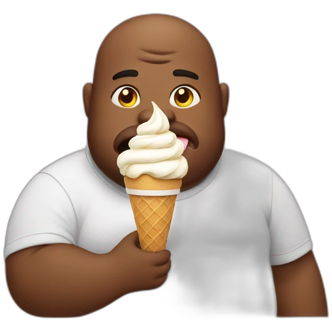 Fat man eating ice cream emoji