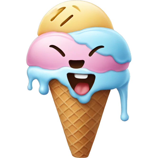 Ice cream with combined with a smiley emoji