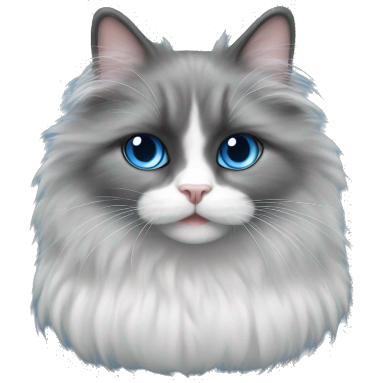 Gato angora negro con blanco ojos azules  emoji