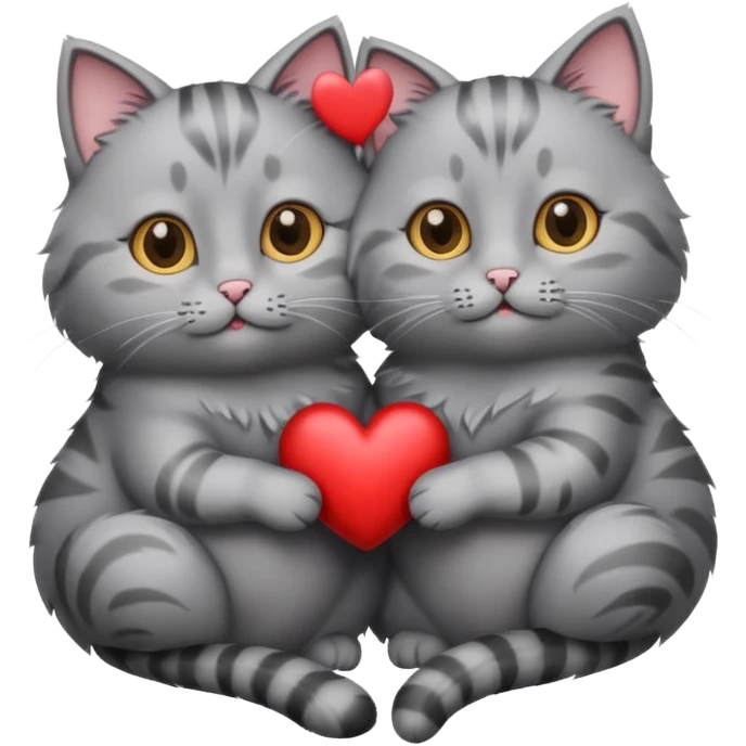 two grey cats in a heart emoji