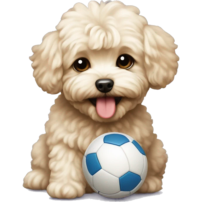 Maltipoo playing with a ball emoji