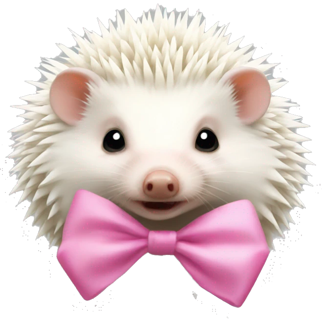 Albino hedgehog with a pink bow on their head emoji