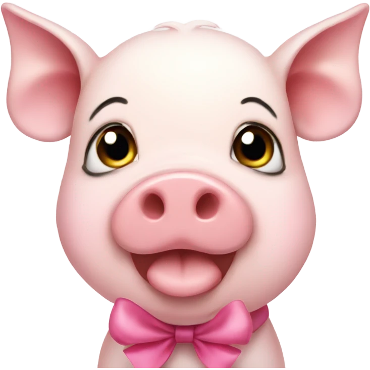 a cute pig with a pink bow on both ears emoji