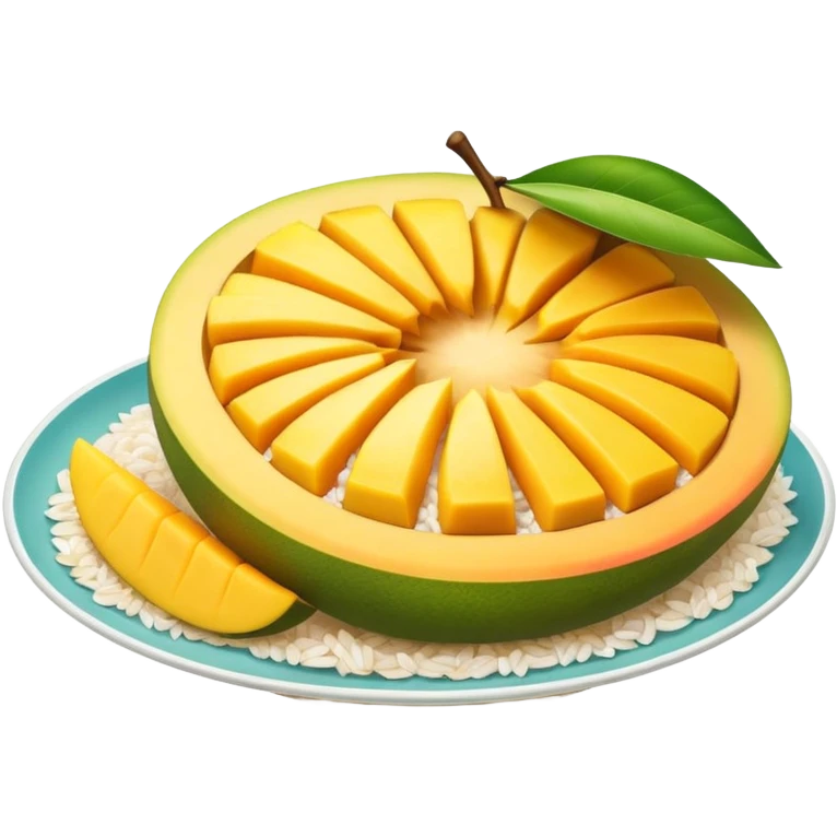 Sliced mango on rice  emoji