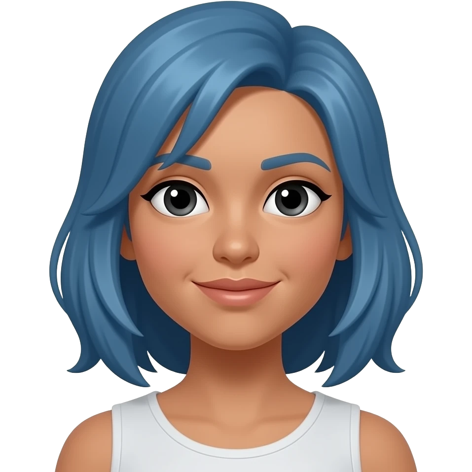 Soy. Hombre. De. 25. Años.  Wuendy. Oliva. Con. Su.  Pelo. Azul. Hojos. Negros.   Es. Mujer emoji