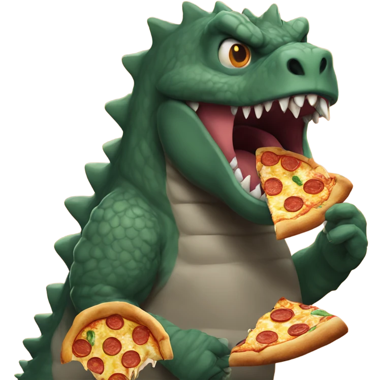 Godzilla eating pizza emoji