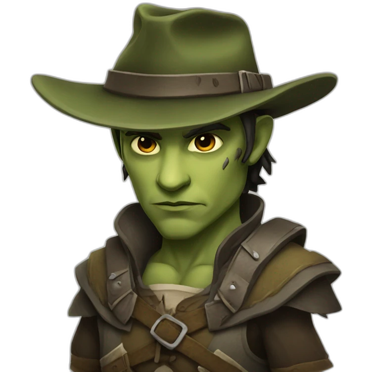 Half-orc ranger wearing fedora  emoji