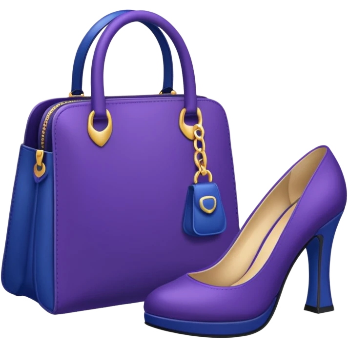 royal purple heels, cosmetics and deep blue bag emojis emoji