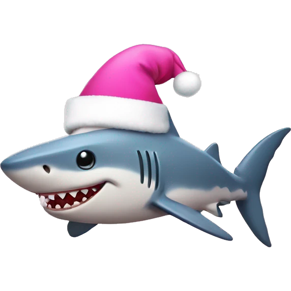 pink shark with christmas hat emoji