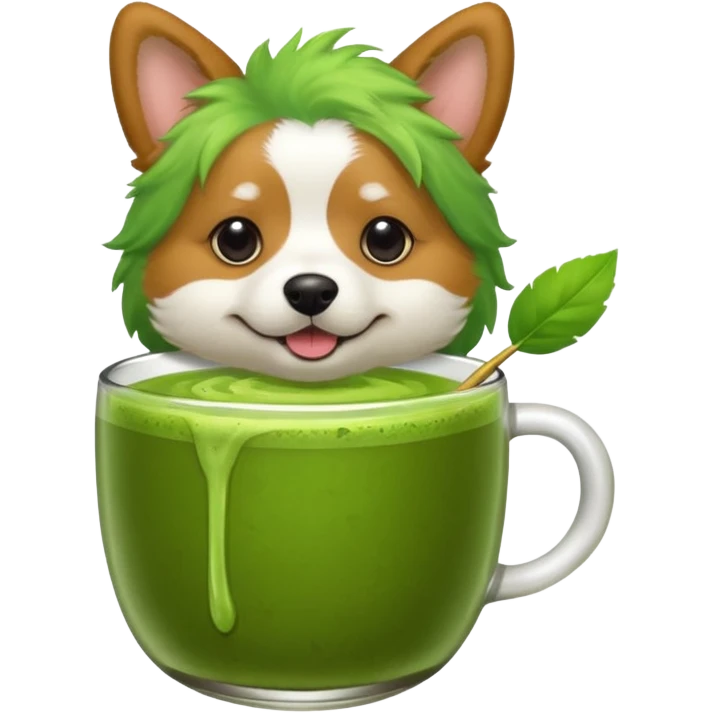 Dog with a matcha emoji