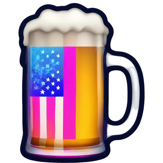 Create a flag with glass of beer, but in bright, neon colors emoji