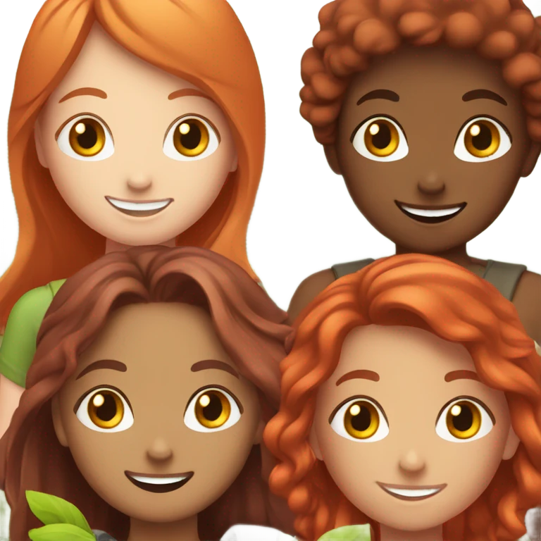 happy red head girls outdoors together emoji