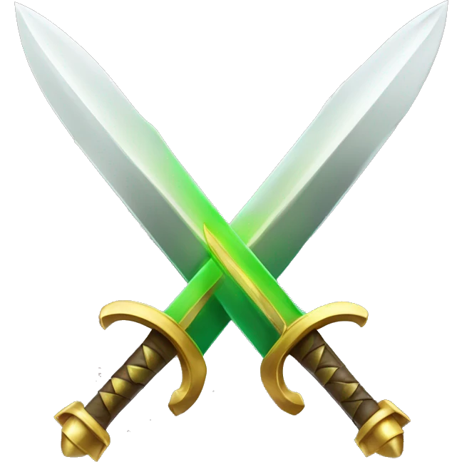 Two Swords Golden and  green Palm In the middle emoji