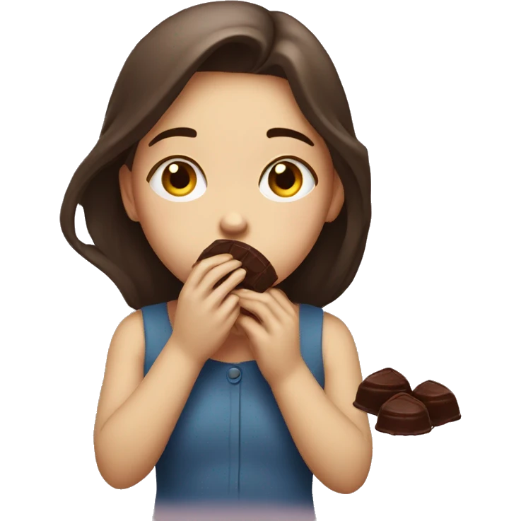 Sad girl eating chocolat  emoji