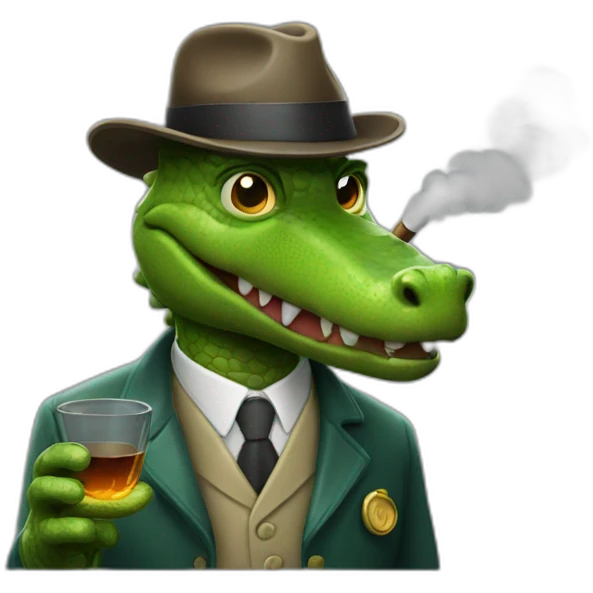 detective aligator smoking pipe emoji