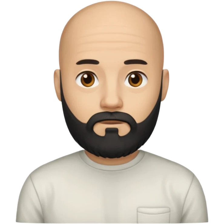 black long beard bald man with shirt emoji