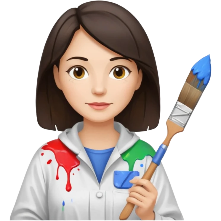 FEMME 45 ANS ET PLUS BRUNE ARTISTE PEINTRE AVEC UN PINCEAU emoji