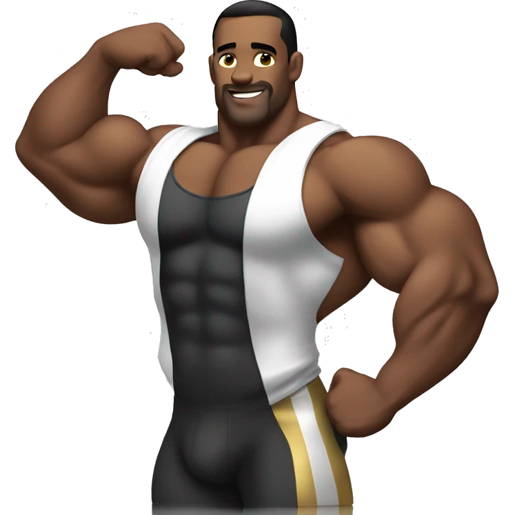 Bodybuilder is showing off his shoulder emoji