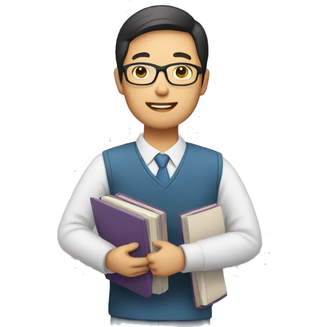 asian teacher holding books emoji
