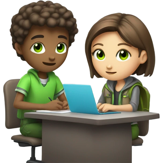 A human next to an alien in school working together emoji