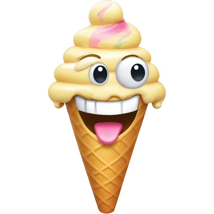 A smiley emoji eating ice cream  emoji