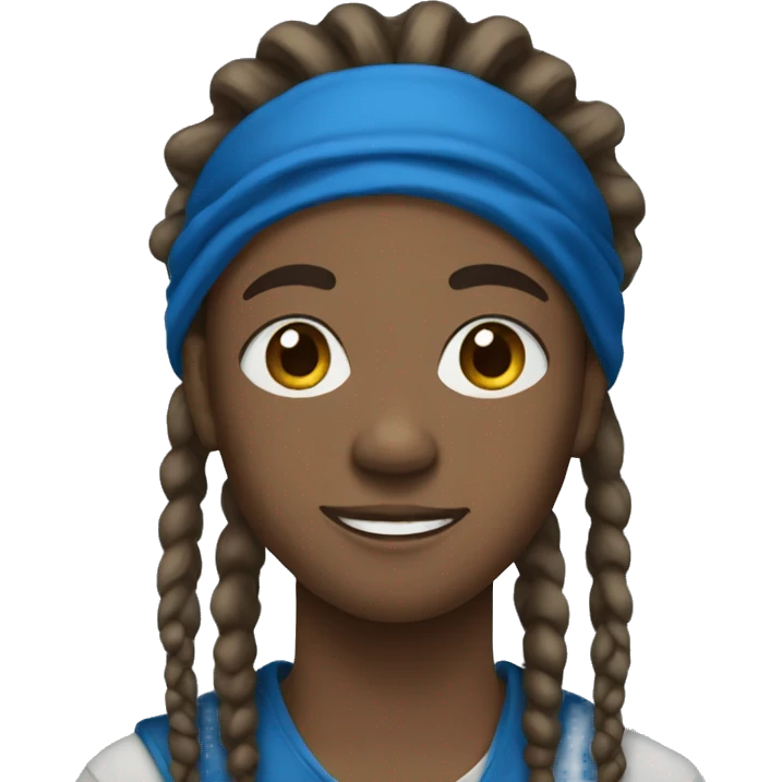 Black teen with dreadlocks and blue bandana emoji
