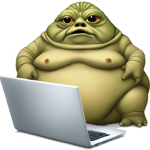 Jabba the Hutt from Star Wars with a laptop emoji