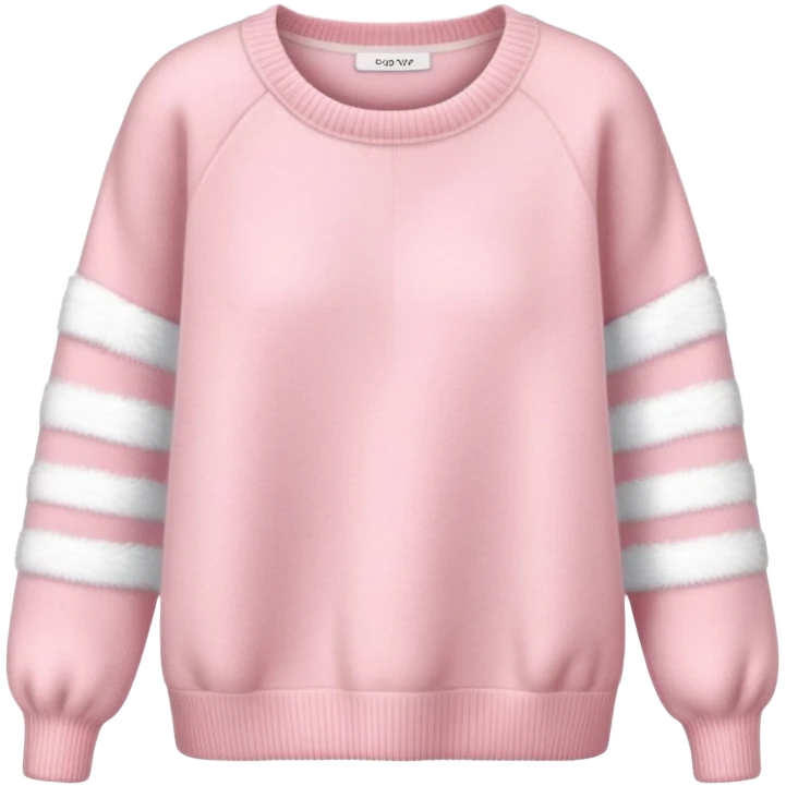 Powder pink cozy cashmere top with white stripe emoji