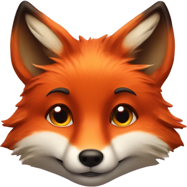 deep lush red fox face with tiny red heart instead of eyes emoji