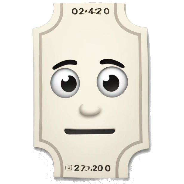
An animated character in the shape of a ticket emoji