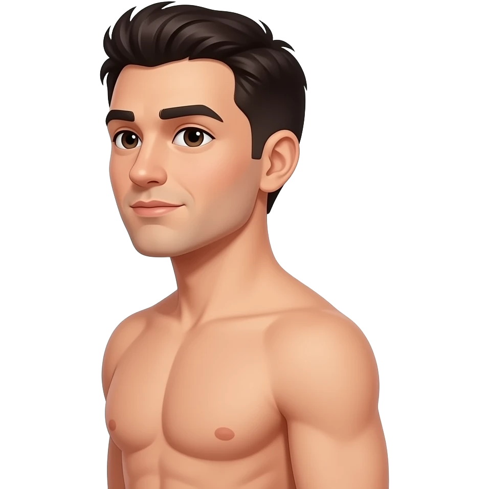 Naked dark haired man standing side on emoji
