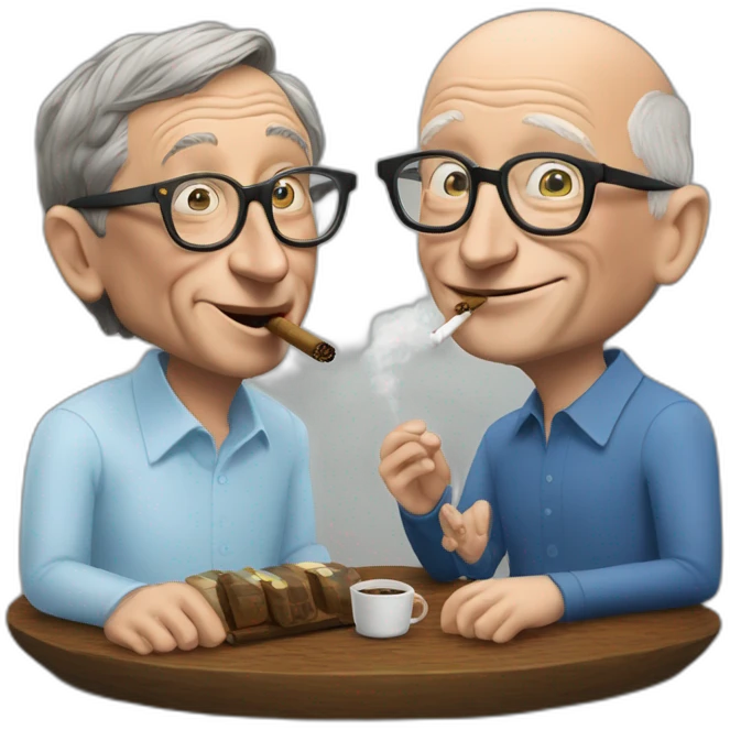 bill gates and jeff bezos smoking cigars emoji