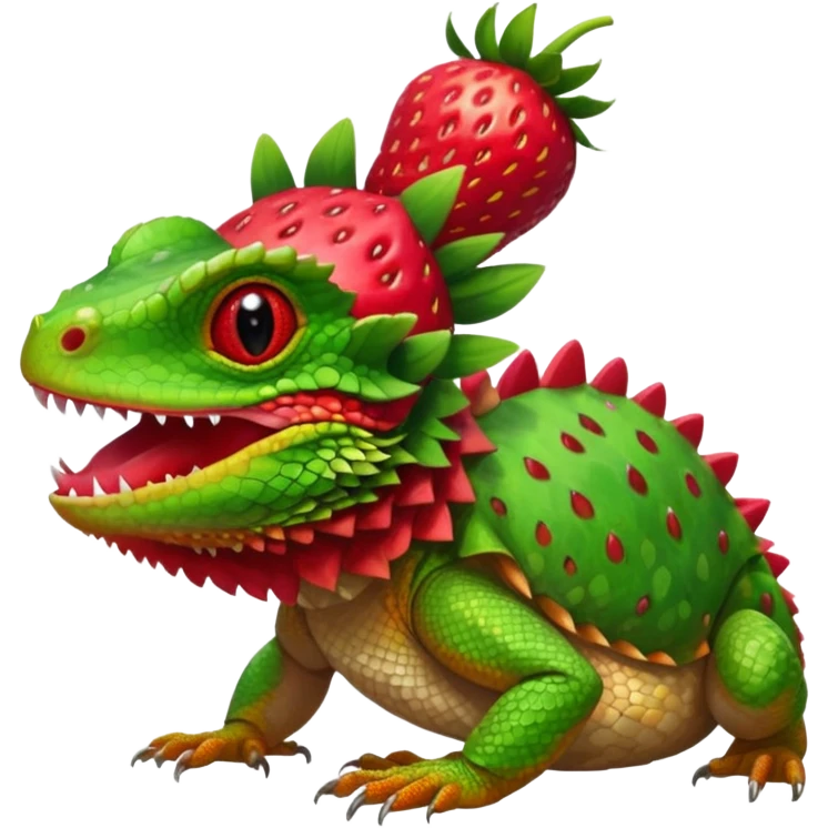 bearded dragon with a strawberry on its head emoji