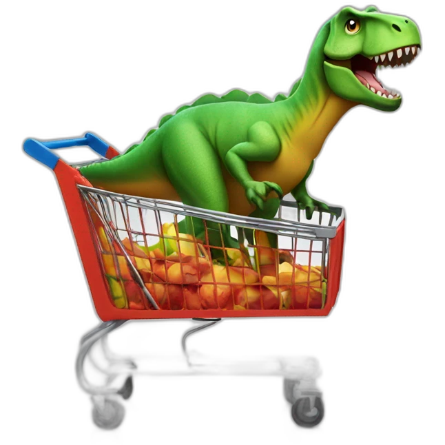 t-rex in a shopping cart  emoji