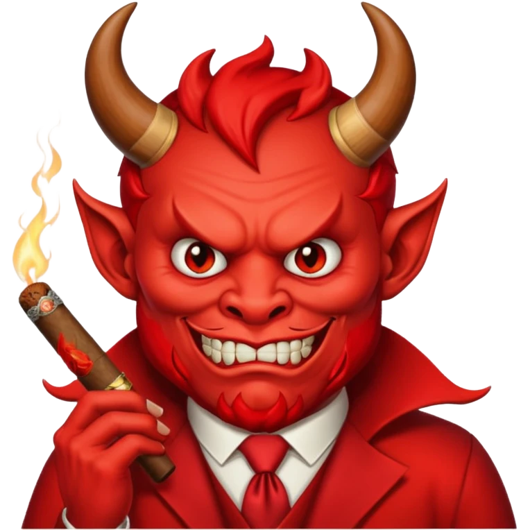 Diablito de cara roja con un cigarro emoji