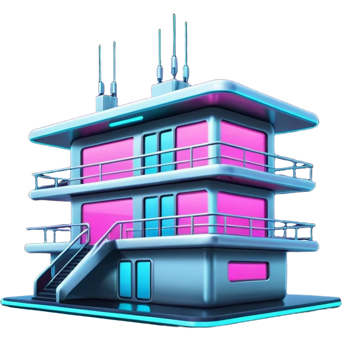 Shiny advanced futuristic Cyberpunk house emoji