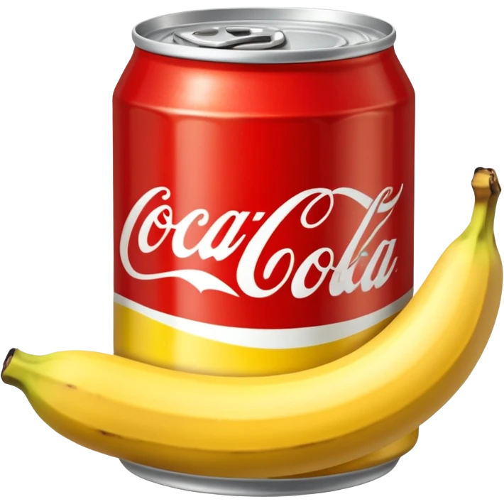Create a can of coca cola vanilla with a banana color  emoji