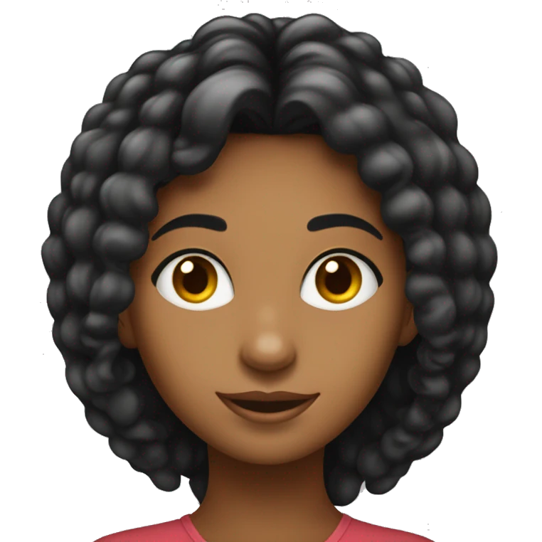 menina de olhos preto de cabelo longo cabelo preto e cabelo cacheado. emoji