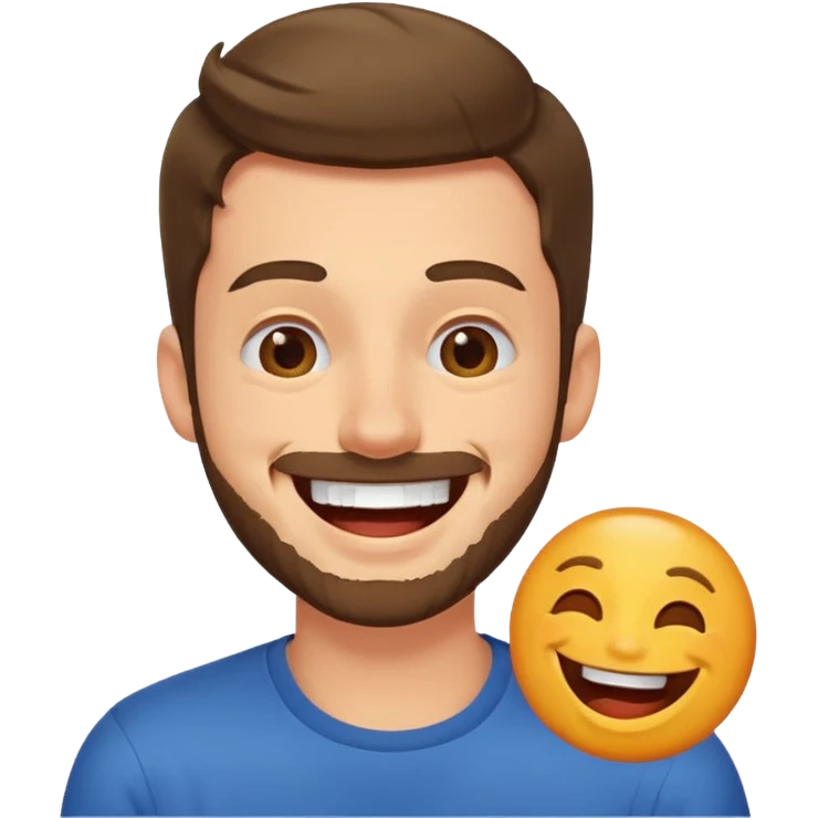 guy laughing at a meme emoji