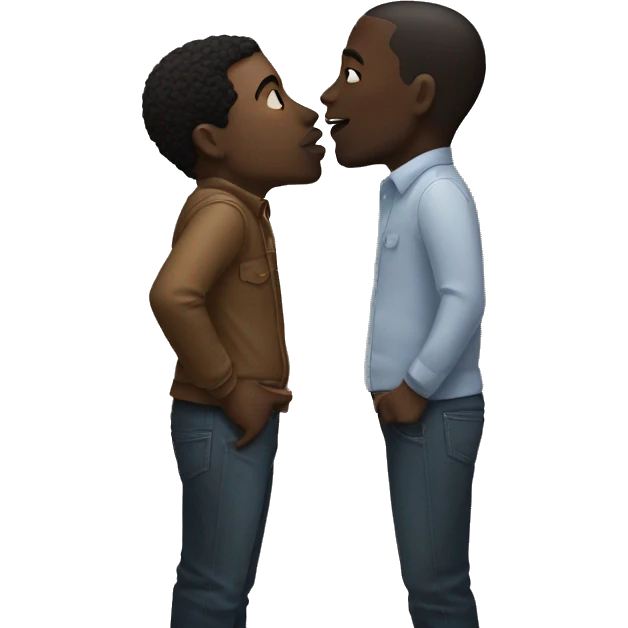 Black guy kissing white guy emoji