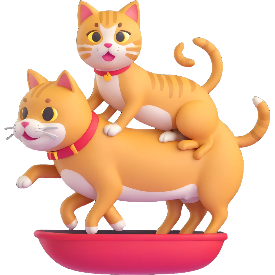 cat riding a dog, 3D emoji style emoji