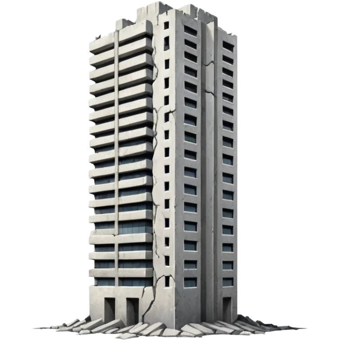 A high-rise building that is cracking and collapsing emoji