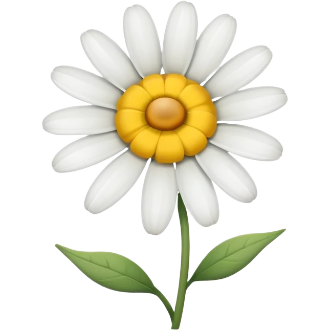 a single daisy flower with white petals and yellow center, simple and cheerful emoji