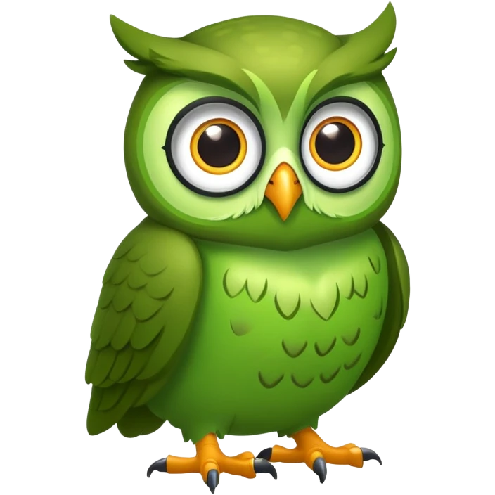 Green owl named duolingo emoji