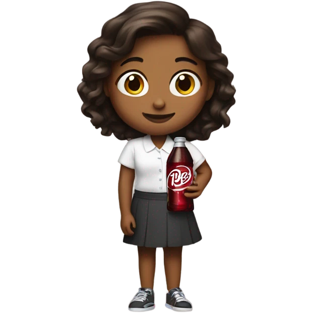 short girl holding Dr Pepper  emoji