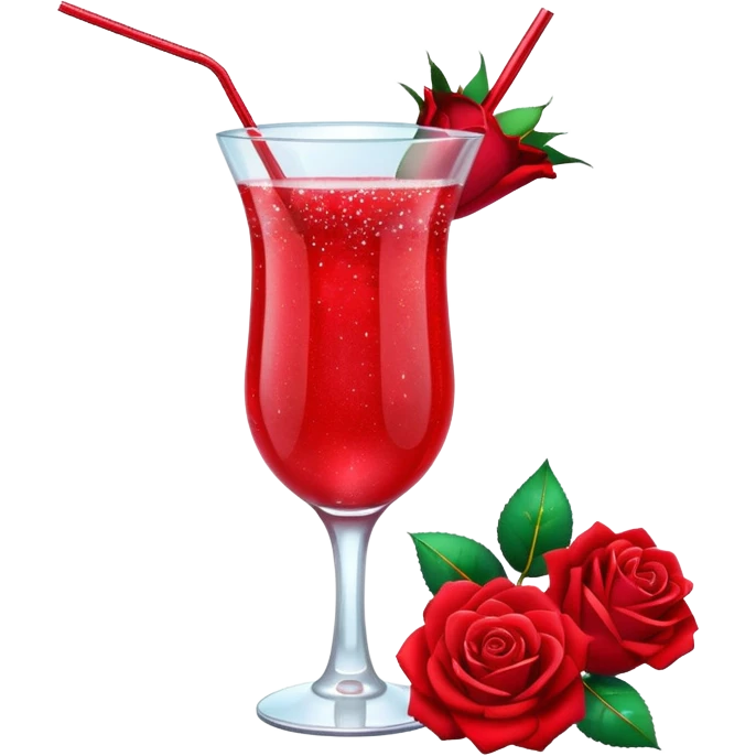 Glittery with roses red mocktail emoji