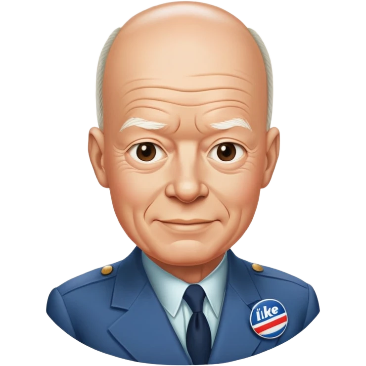 Eisenhower with his famous 'I Like Ike' campaign button and friendly expression emoji
